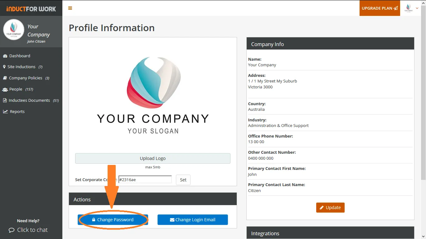 Online Induction Change Login Email and Password 2