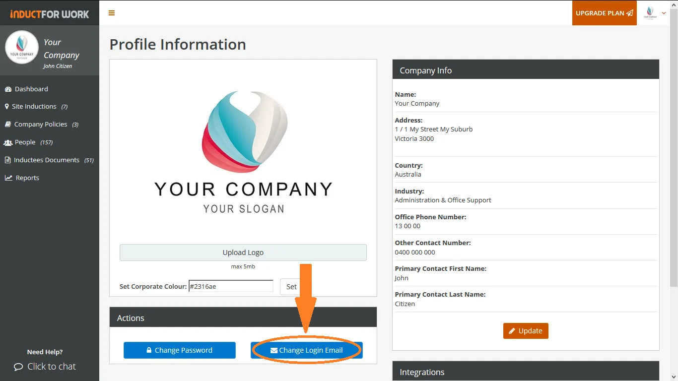Online Induction Change Login Email and Password 4