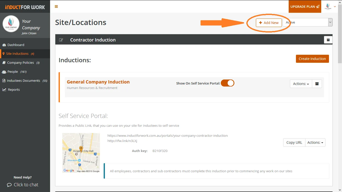 online inductions site locations