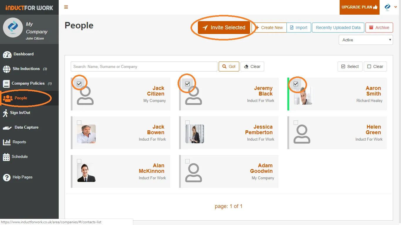 sending out invites in online induction system uk