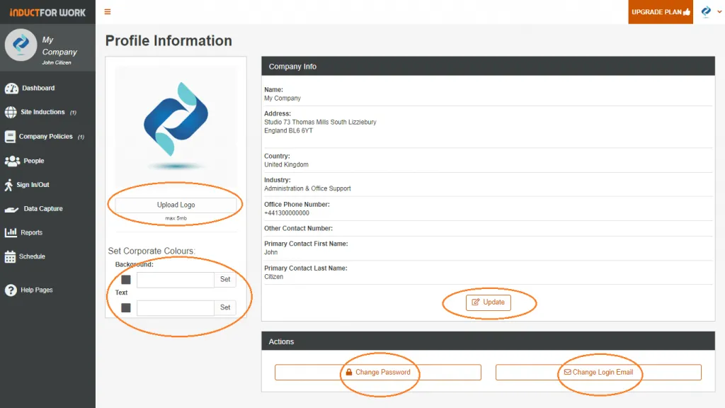 online inductions uk help pages