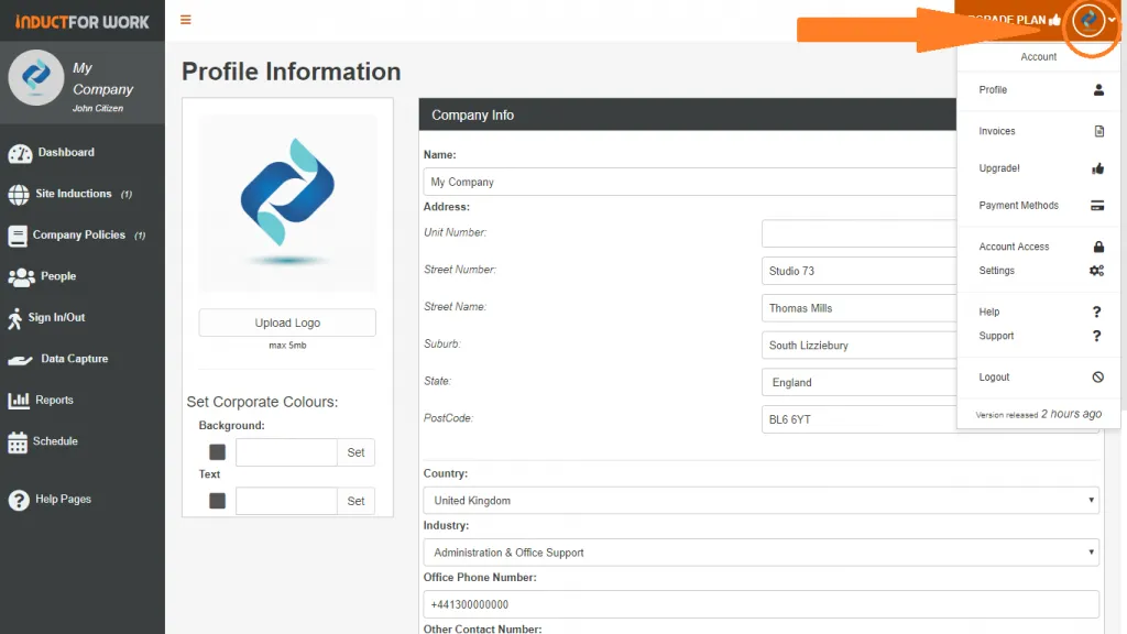 online inductions uk help pages