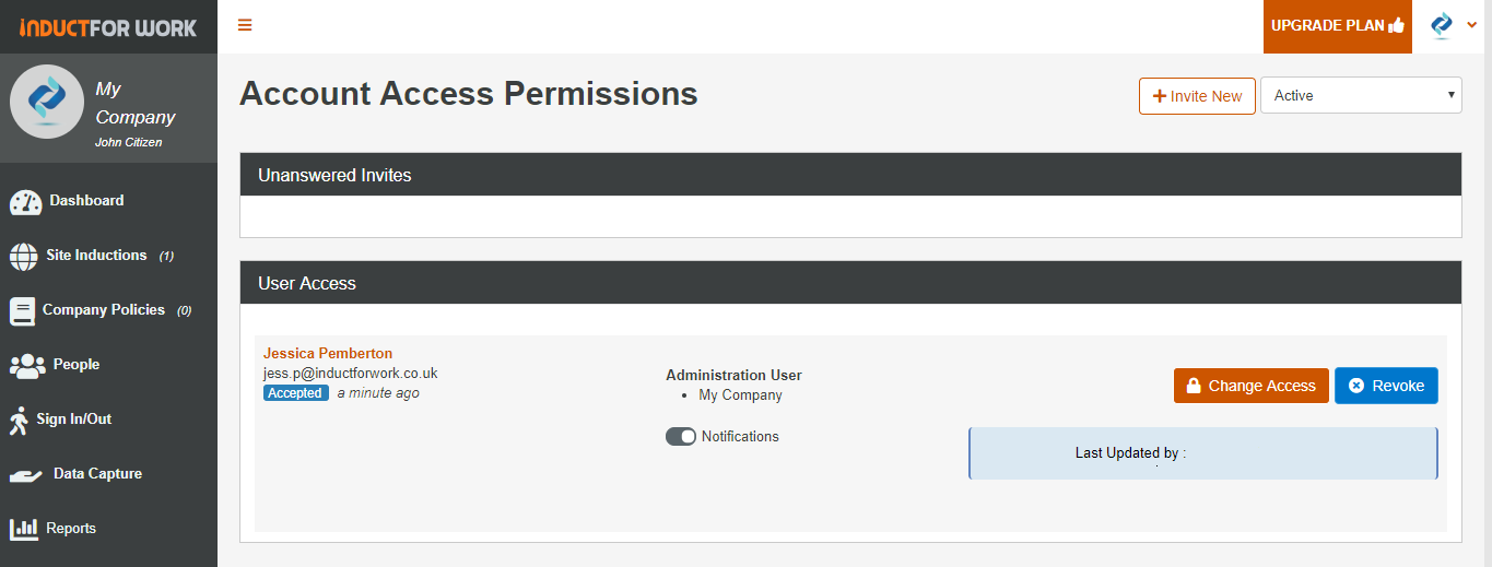 how to add other admin users to induct for work uk