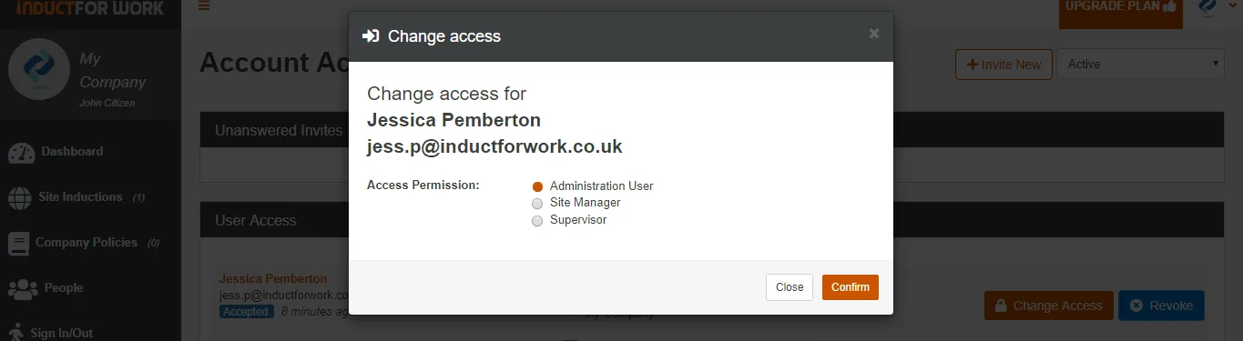 how to add more admin users to induct for work uk