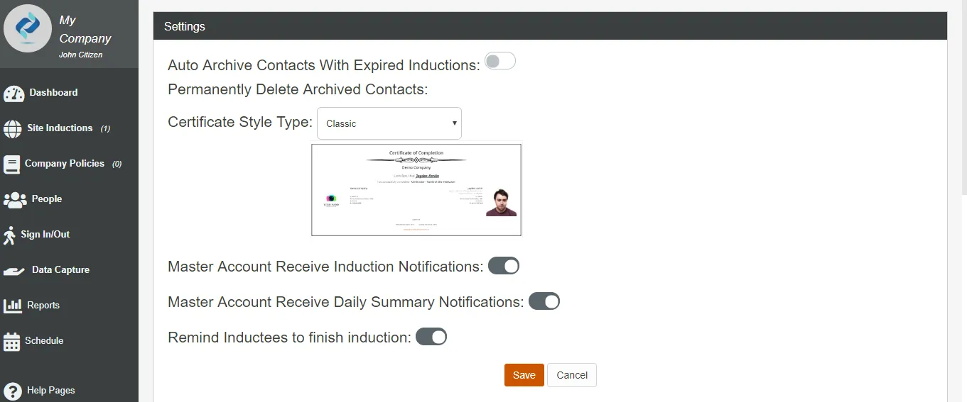 how to edit account setting induct for work uk