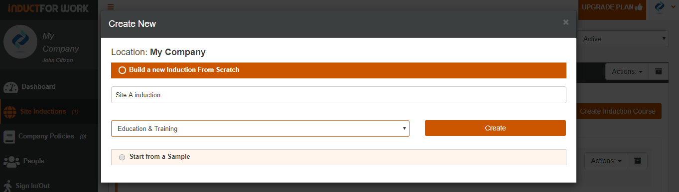 how to create a new online induction in uk