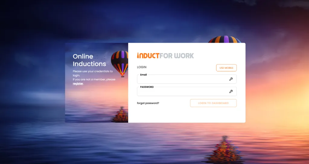 Online Induction UK Login Page
